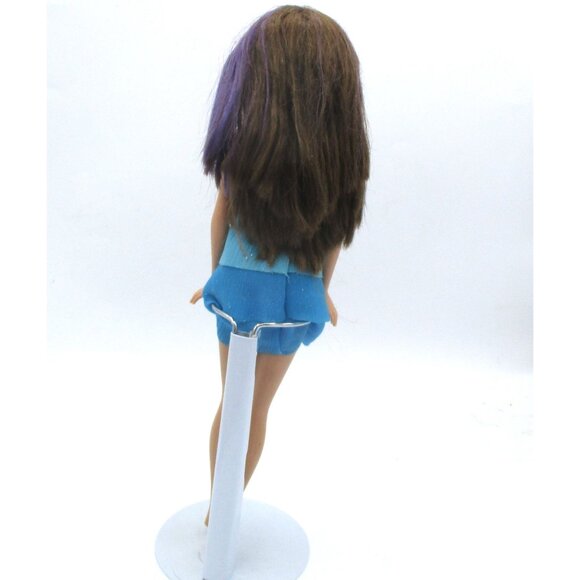 Barbie Doll With 1999 Body & 2003 Head In Blue Halter Dress & Brown-Purple Hair - Picture 4 of 5